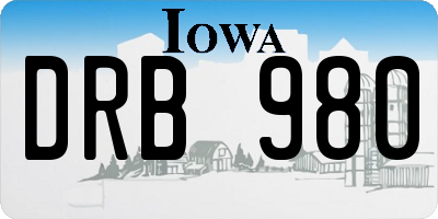 IA license plate DRB980