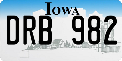 IA license plate DRB982