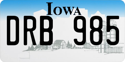 IA license plate DRB985