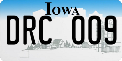 IA license plate DRC009