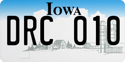IA license plate DRC010