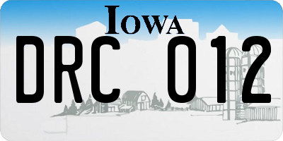 IA license plate DRC012