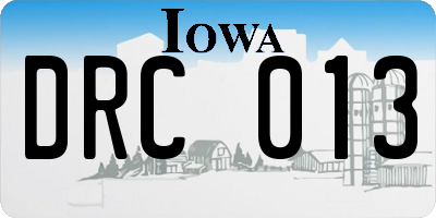 IA license plate DRC013