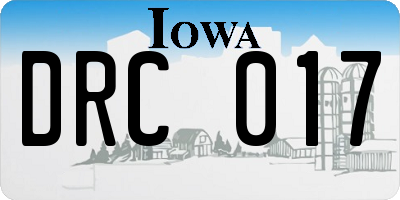 IA license plate DRC017