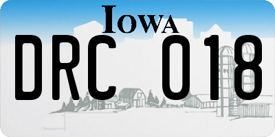 IA license plate DRC018