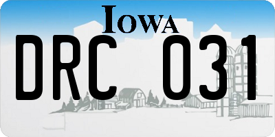 IA license plate DRC031