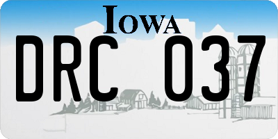 IA license plate DRC037