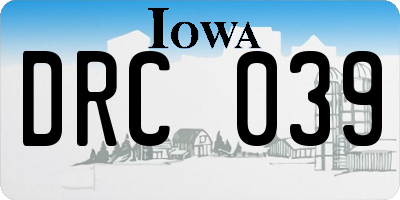 IA license plate DRC039