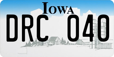 IA license plate DRC040