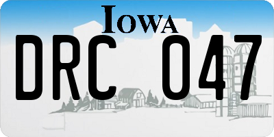 IA license plate DRC047