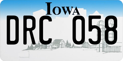 IA license plate DRC058