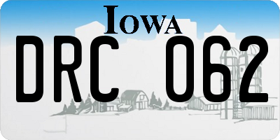 IA license plate DRC062