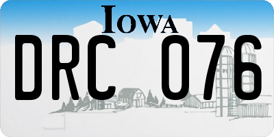 IA license plate DRC076