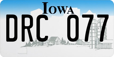 IA license plate DRC077
