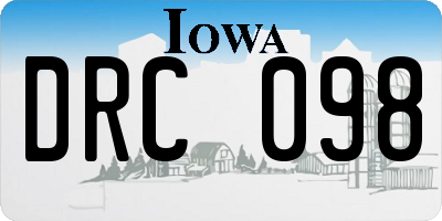 IA license plate DRC098