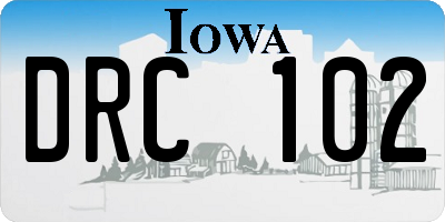 IA license plate DRC102