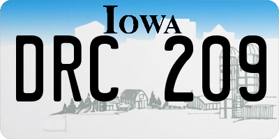 IA license plate DRC209