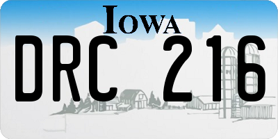 IA license plate DRC216