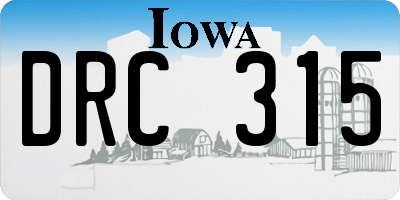 IA license plate DRC315