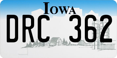 IA license plate DRC362