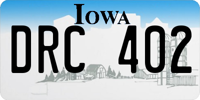 IA license plate DRC402