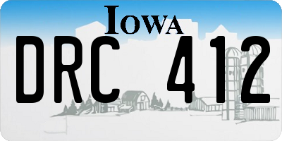 IA license plate DRC412