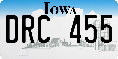 IA license plate DRC455