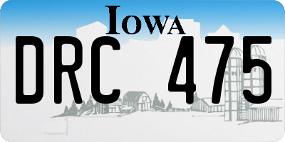 IA license plate DRC475