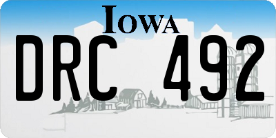 IA license plate DRC492