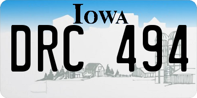IA license plate DRC494