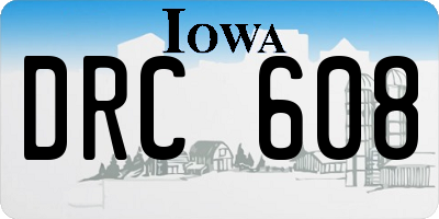 IA license plate DRC608