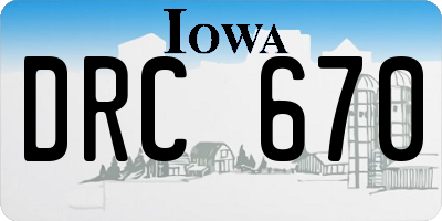 IA license plate DRC670