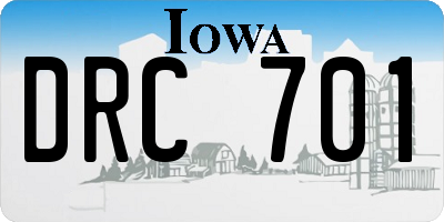 IA license plate DRC701