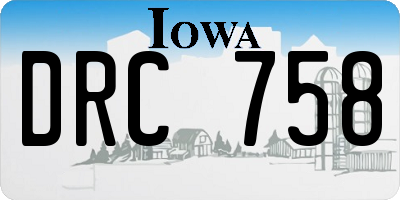 IA license plate DRC758