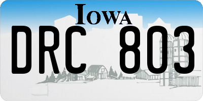 IA license plate DRC803