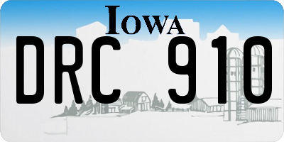 IA license plate DRC910