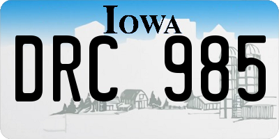 IA license plate DRC985