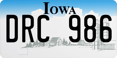 IA license plate DRC986