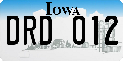 IA license plate DRD012