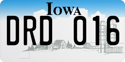 IA license plate DRD016