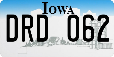 IA license plate DRD062