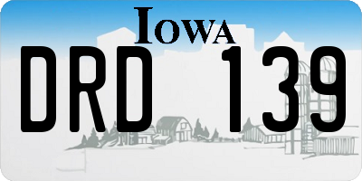 IA license plate DRD139