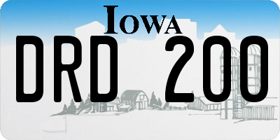 IA license plate DRD200