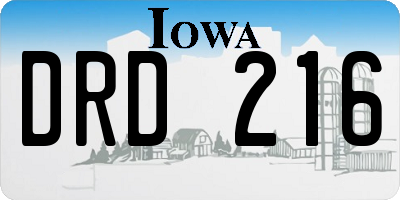 IA license plate DRD216