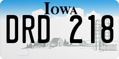 IA license plate DRD218