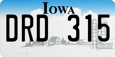 IA license plate DRD315