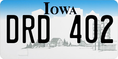 IA license plate DRD402