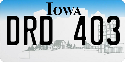 IA license plate DRD403