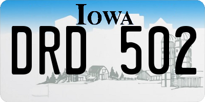 IA license plate DRD502