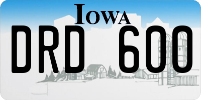 IA license plate DRD600